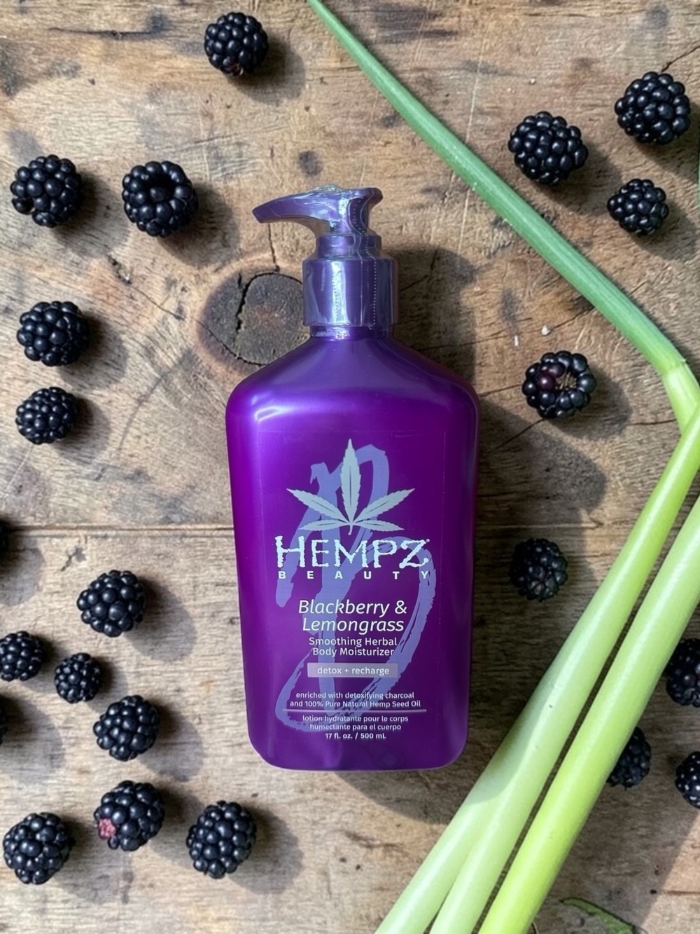 HEMPZ Blackberry & Lemongrass Smoothing Herbal Body Moisturizer - Purple Bottle